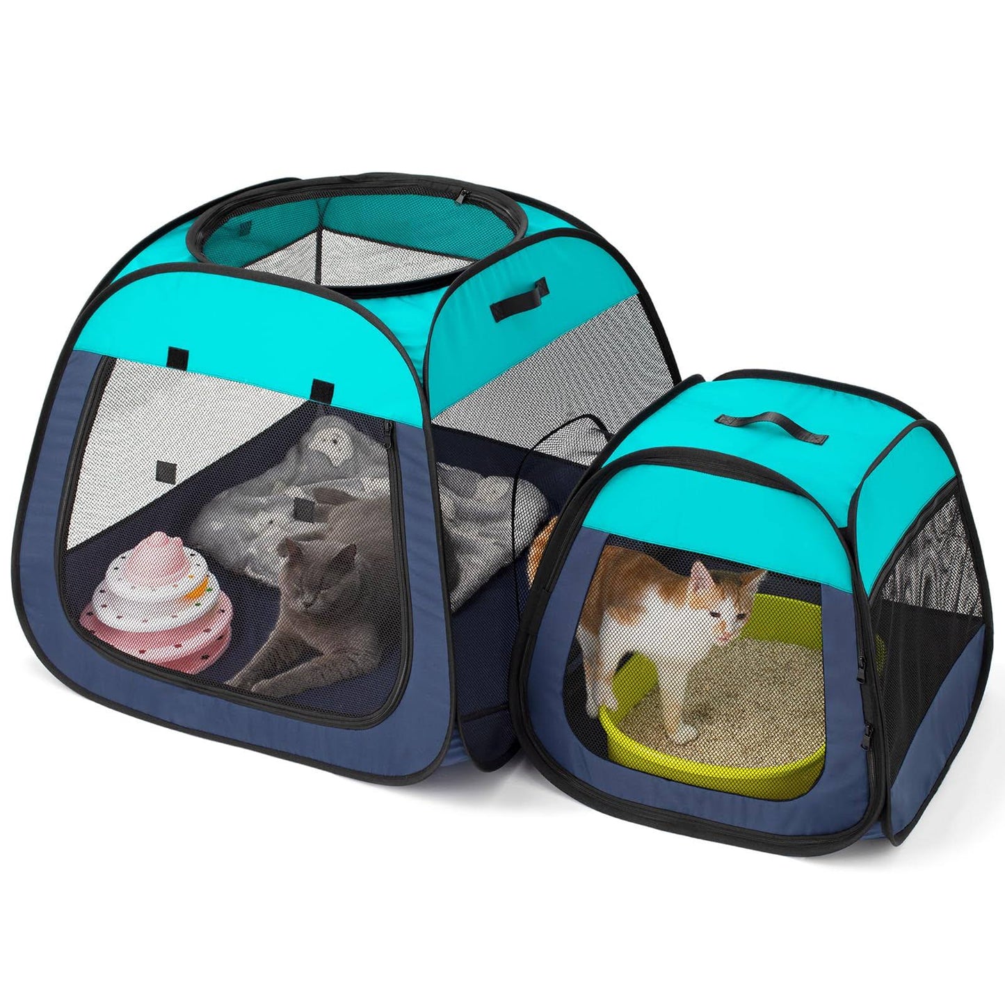 Tenrai Foldable Cat Playpen, Trapezoidal Design for Better Standing, Portable Pet Tent for Outdoor and Indoor Use of Kitten and Puppy