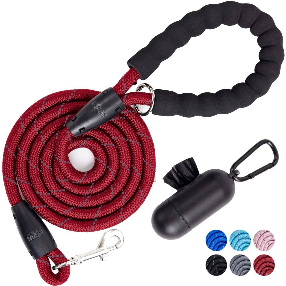 Gorilla Grip Heavy Duty Dog Leash Soft Handle Strong Reflective Rope for Night Walking